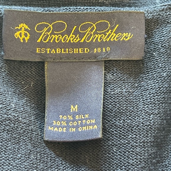 Brooks Brothers Argyle Cardigan Sweater V-Neck Silk Blend Size Medium - Picture 10 of 10